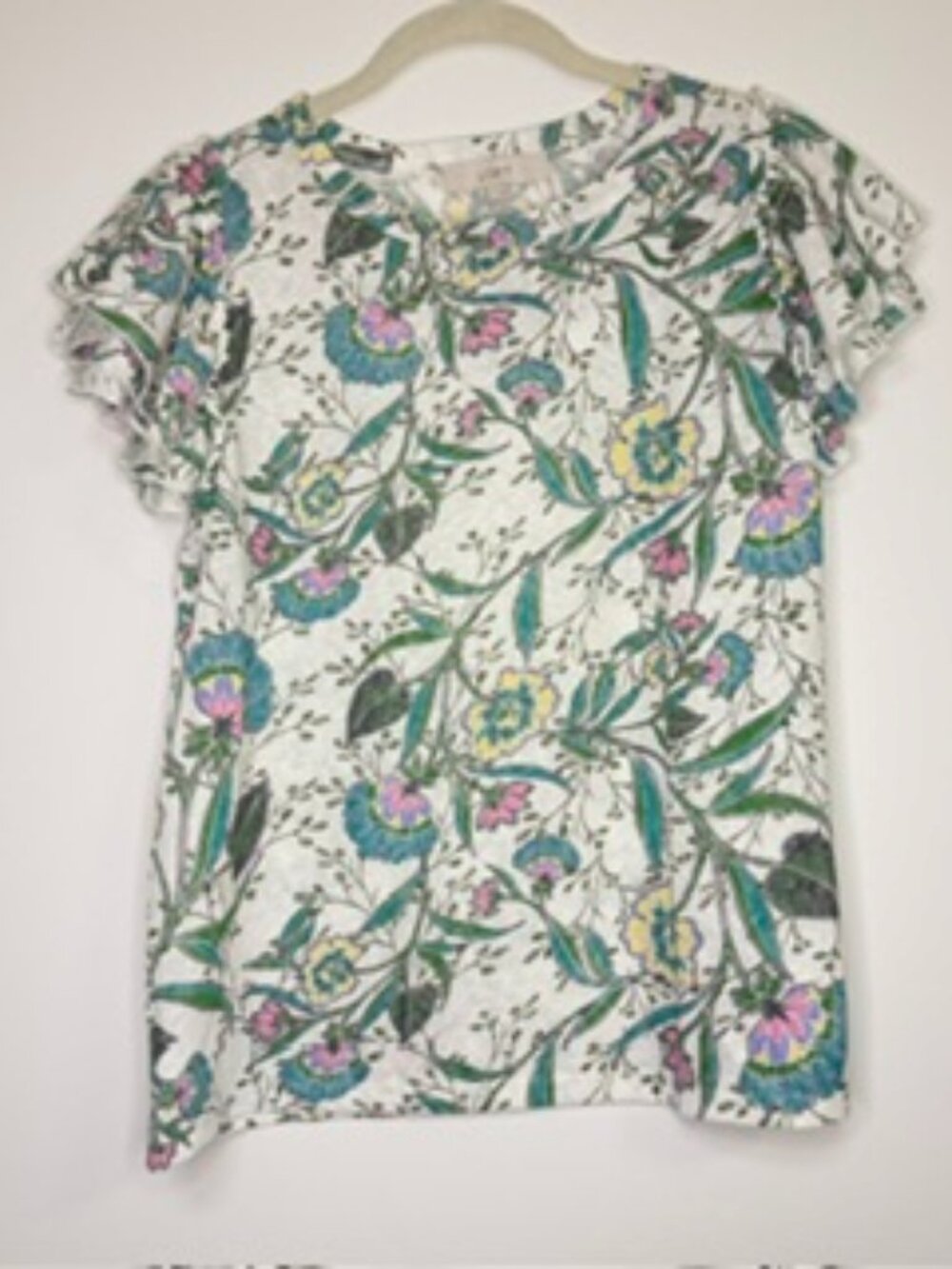 NWT Loft Floral Tiered Ruffle Sleeve Tee - Size M